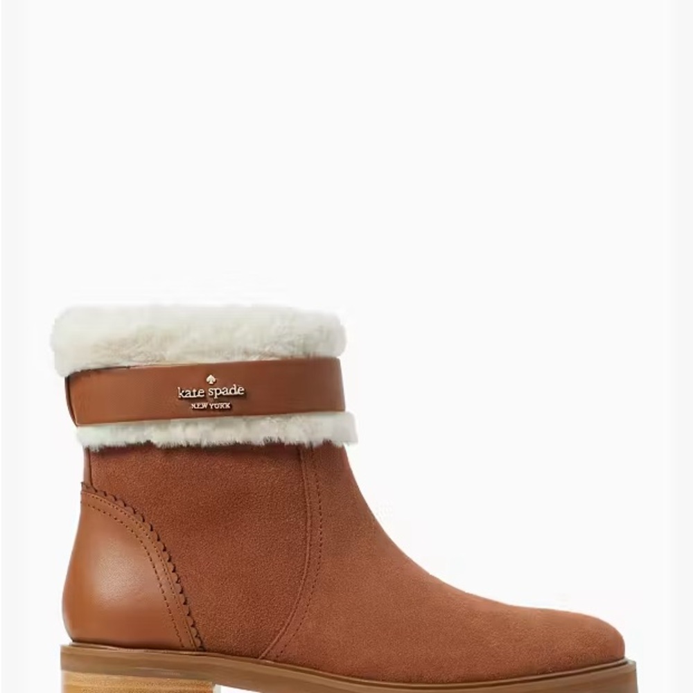 Kate Spade Tan Boots with Cream Fur Trim